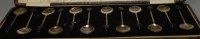 Lot 286 - A cased set of twelve silver coffee bean...