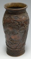 Lot 33 - A Japanese bronze vase of slender baluster...