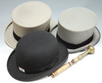 Lot 22 - An Edwardian grey velvet top hat bearing label...
