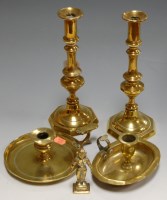 Lot 24 - A pair of 19th century turned brass...