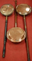 Lot 185 - Three various 19th century copper warming pans
