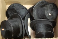 Lot 192 - An early 20th century brushed velvet top hat...