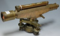 Lot 203 - A lacquered brass cased theodolite, stamped...