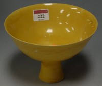 Lot 222 - A Chinese porcelain stem bowl, the yellow...