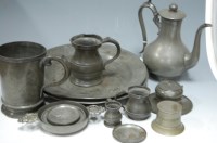 Lot 303 - Assorted 19th century pewter wares, to include;...