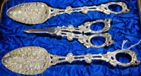 Lot 306 - A pair of cast silver plated grape scissors;...