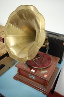 Lot 315 - A reproduction HMV table top wind-up...