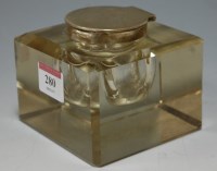 Lot 280 - A faceted heavy square glass inkwell, having...
