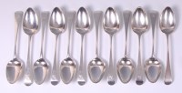 Lot 3165 - A set of six George III silver tablespoons, in...