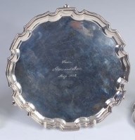 Lot 3181 - A George VI silver salver, having a raised and...