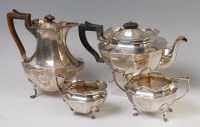 Lot 3203 - A George V silver four-piece tea and coffee...