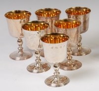 Lot 3205 - A set of six contemporary silver pedestal...