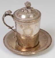 Lot 3218 - A Persian silver tankard and cover, having...