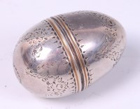 Lot 3226 - A George III silver novelty egg shaped nutmeg...