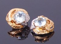 Lot 3243 - A pair of 18ct gold, aquamarine and diamond...