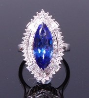 Lot 3251 - A contemporary 14ct white gold, tanzanite and...