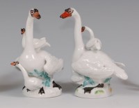 Lot 3124 - A pair of modern Meissen porcelain swan...