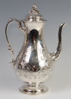 Lot 3199 - An early Victorian silver pedestal coffee pot,...