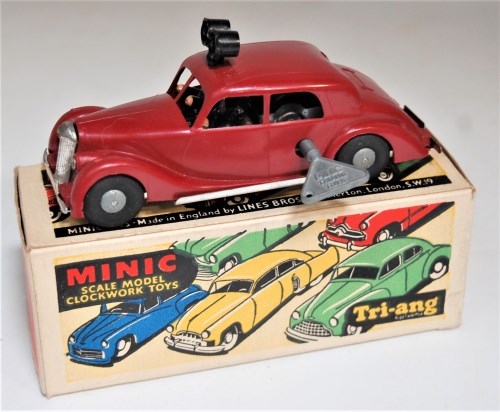 Lot 3116 - Triang Minic Riley Police Car, maroon plastic...
