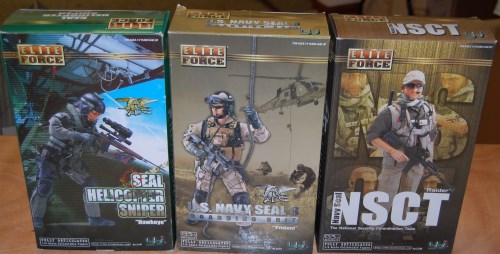 Lot 1599 - Three boxed as-issued 1:6 scale Elite Force...
