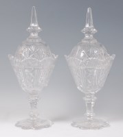 Lot 1103 - A pair of George III cut glass pedestal bowls...