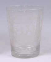Lot 1105 - A 19th century glass beaker, acid etched with...