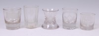 Lot 1110 - Five various 19th century firing glasses, to...