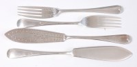 Lot 1135 - A set of six Edwardian silver fish knives and...