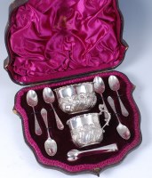 Lot 1167 - A late Victorian cased silver coffee set,...