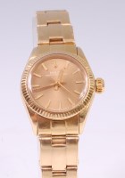 Lot 1186 - A ladies Rolex 14ct gold Oyster Perpetual...