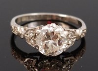 Lot 1222 - A platinum diamond solitaire ring, the claw...