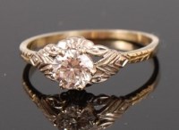 Lot 1224 - A yellow metal diamond solitaire ring, the...