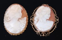 Lot 1247 - A Victorian style carved shell cameo brooch,...