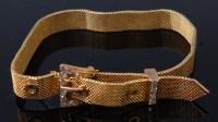 Lot 1288 - A yellow metal meshlink and diamond set...