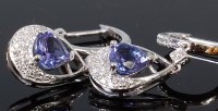 Lot 1297 - A pair of contemporary 14ct gold, tanzanite...