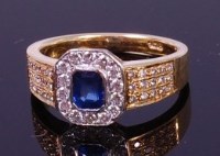 Lot 1337 - An Art Deco style 18ct gold, sapphire and...