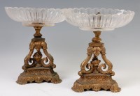 Lot 1365 - A pair of 19th century French ormolu comports,...