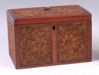 Lot 1374 - A George III mahogany and scrollwork tea caddy,...