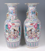 Lot 1390 - A pair of 19th century Chinese Canton floor...