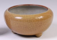 Lot 1398 - A Chinese stoneware crackle glazed bowl,...