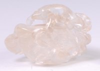 Lot 1403 - A Chinese carved rock crystal duck with...