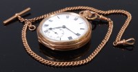 Lot 1233 - A gents 9ct gold cased open faced pocket watch,...