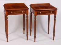 Lot 1549 - A pair of mahogany single drawer lamp tables,...