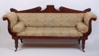 Lot 1561 - A late Regency mahogany scroll-end settee,...