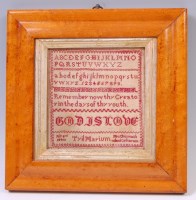 Lot 1368 - An early Victorian needlework alphabet and...