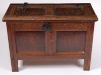 Lot 1581 - An 18th century joined oak coffer, having two...