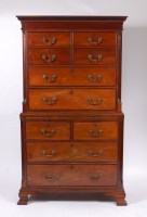 Lot 1589 - A George III mahogany chest-on-chest, the...