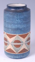 Lot 135 - A Troika pottery cylindrical vase, of textured...