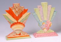 Lot 147 - Two Myott & Son Art Deco ceramic fan vases,...
