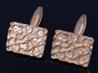 Lot 218 - A pair of 1970s 9ct gold gents cufflinks, each...